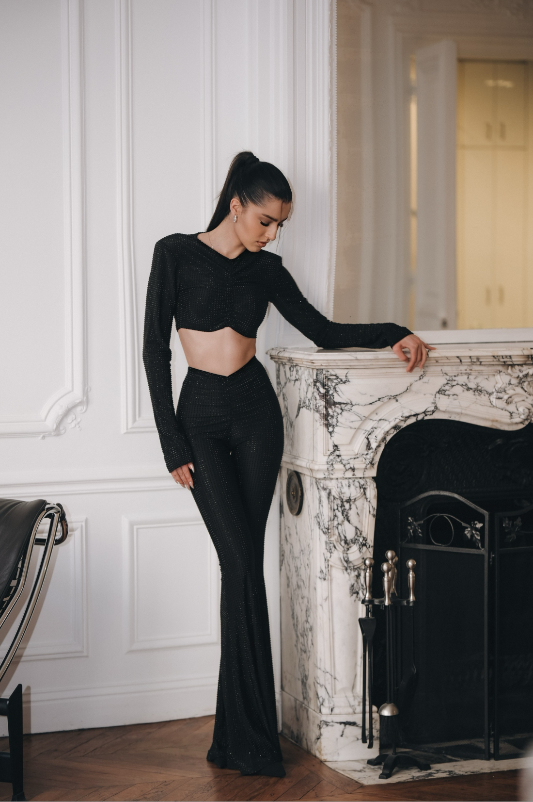 Блестящ панталон в черно: Delynne