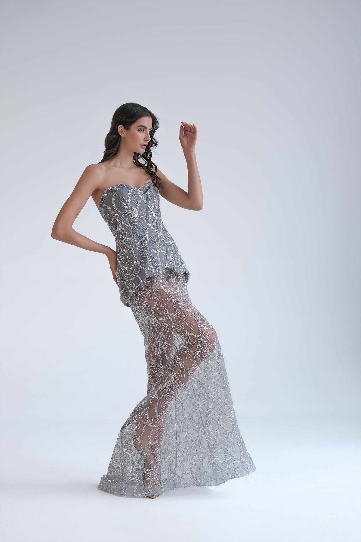 Официална рокля в сиво: Flare