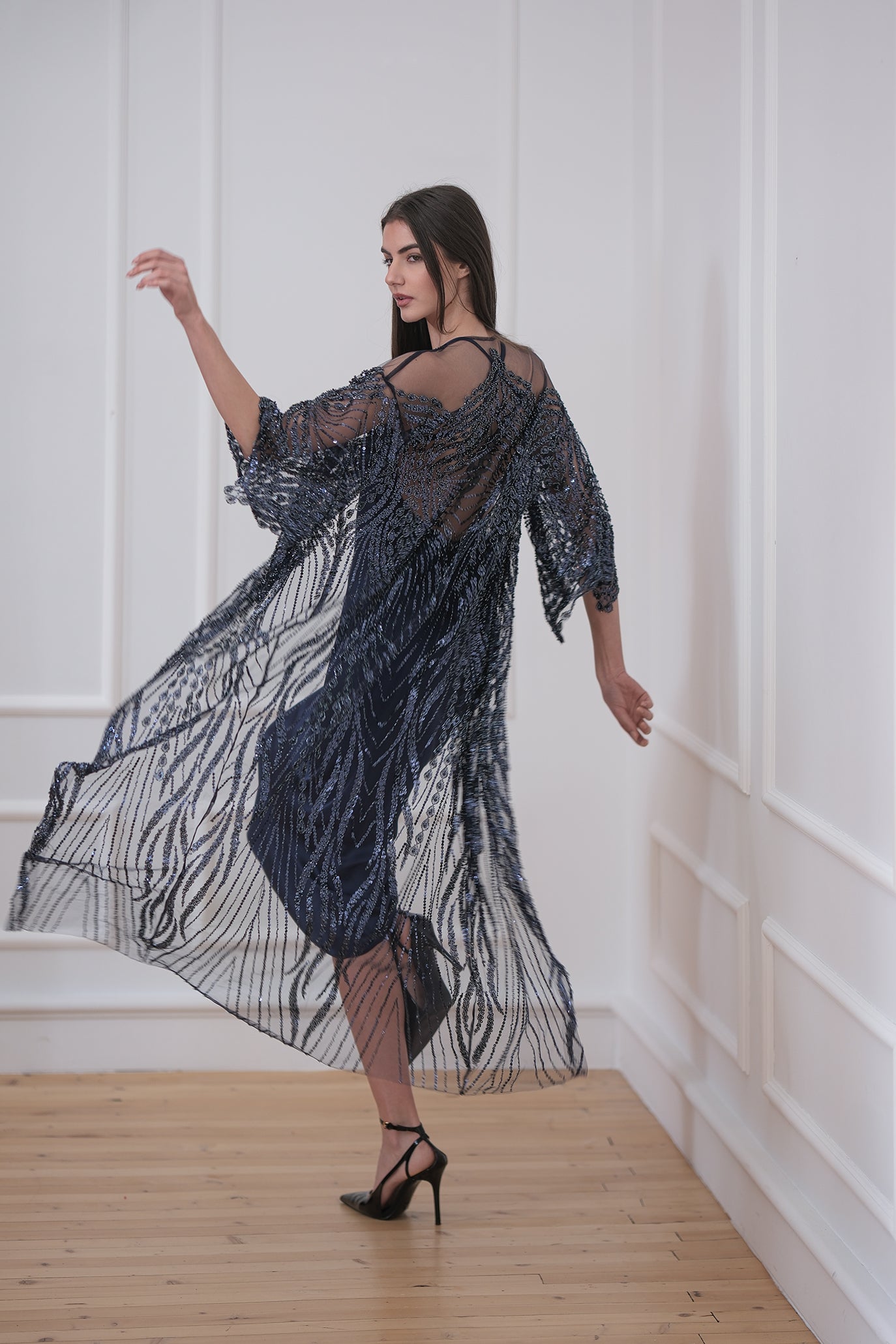 Комплект рокля и жилетка в тъмносиньо: Luxury Eve