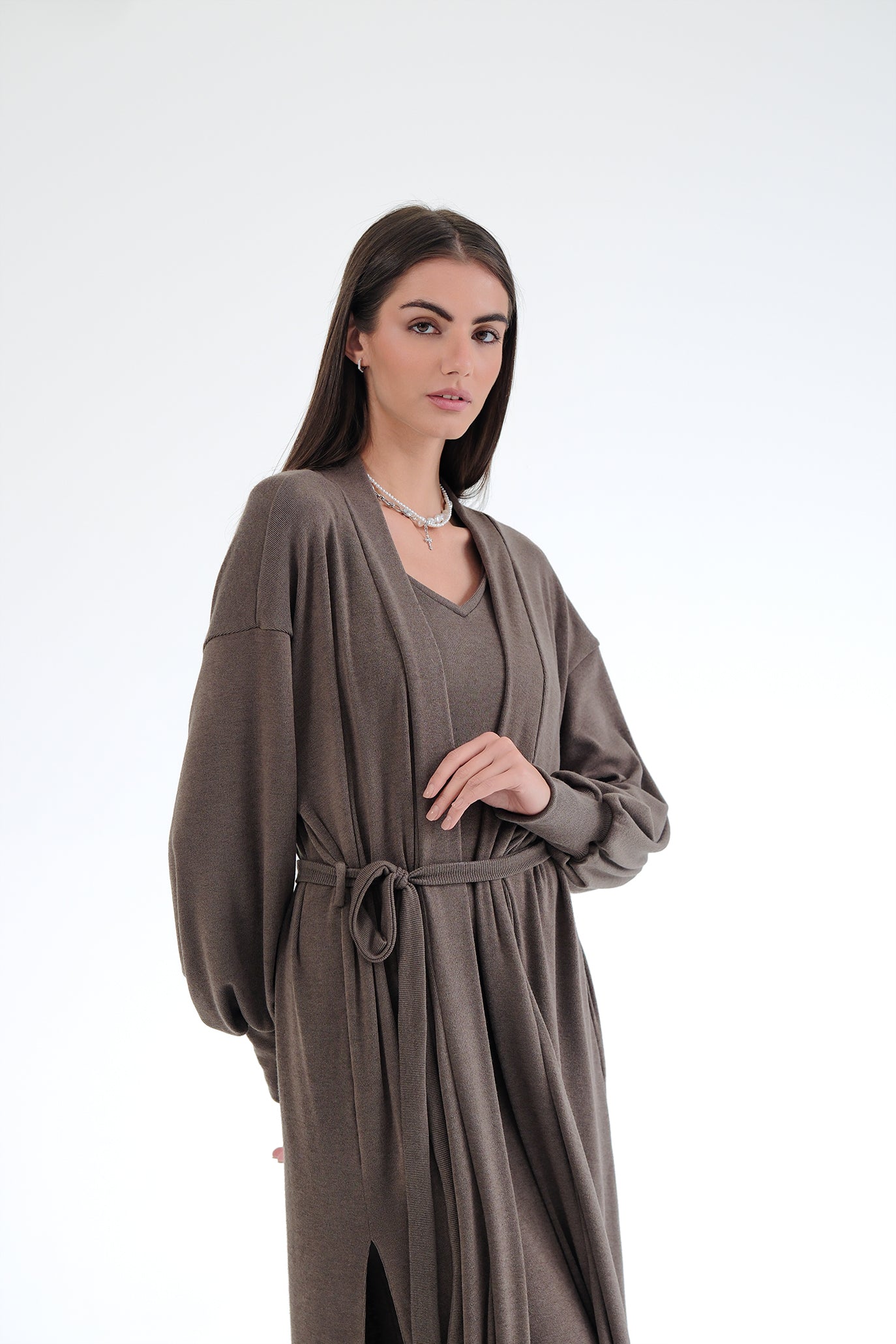 Рокля и жилетка в кафяво: Amoria Soft