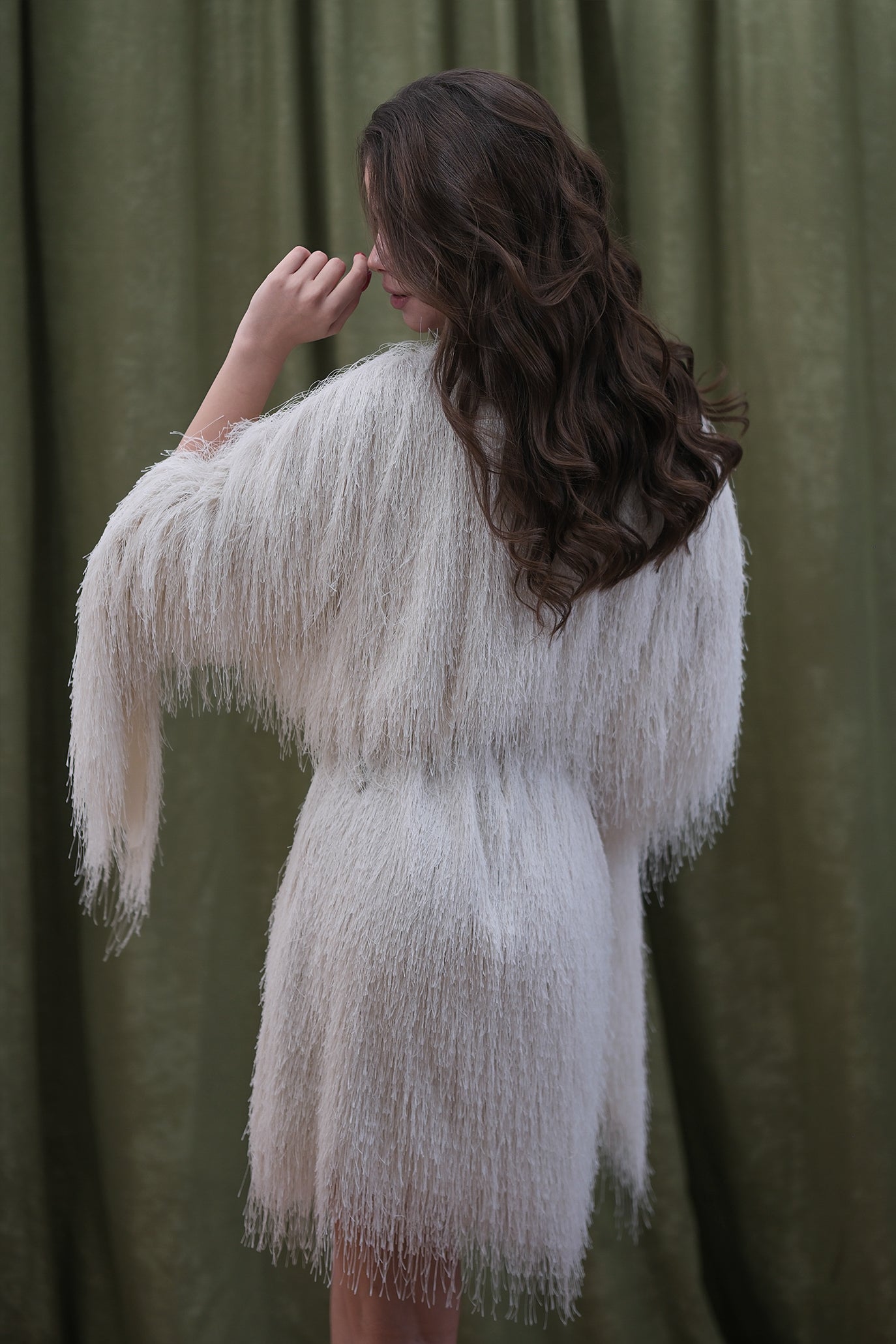 Рокля с ресни в цвят слонова кост: Eveline