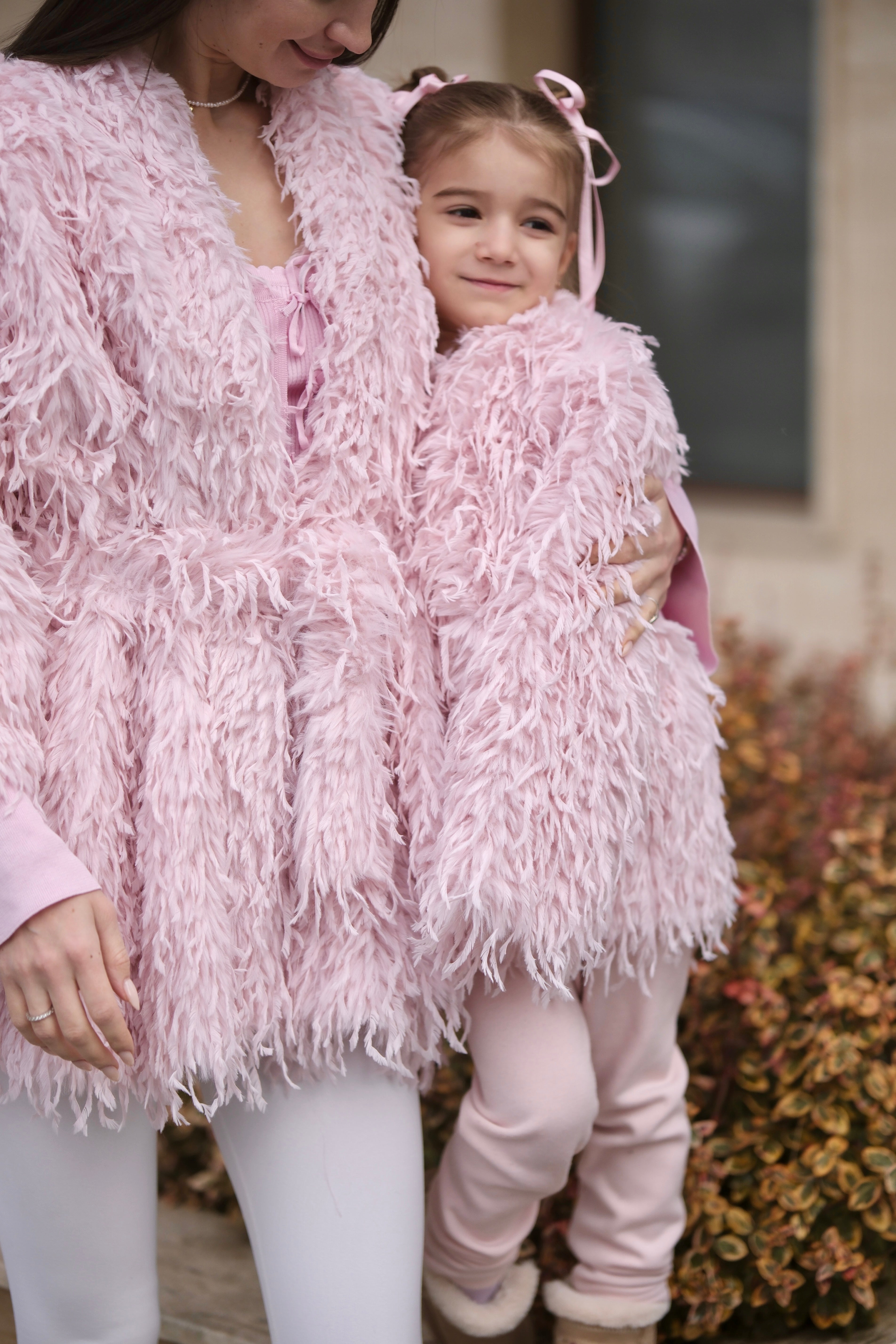 Комплект за мама и дете: жилетка / палто в розово: Regina