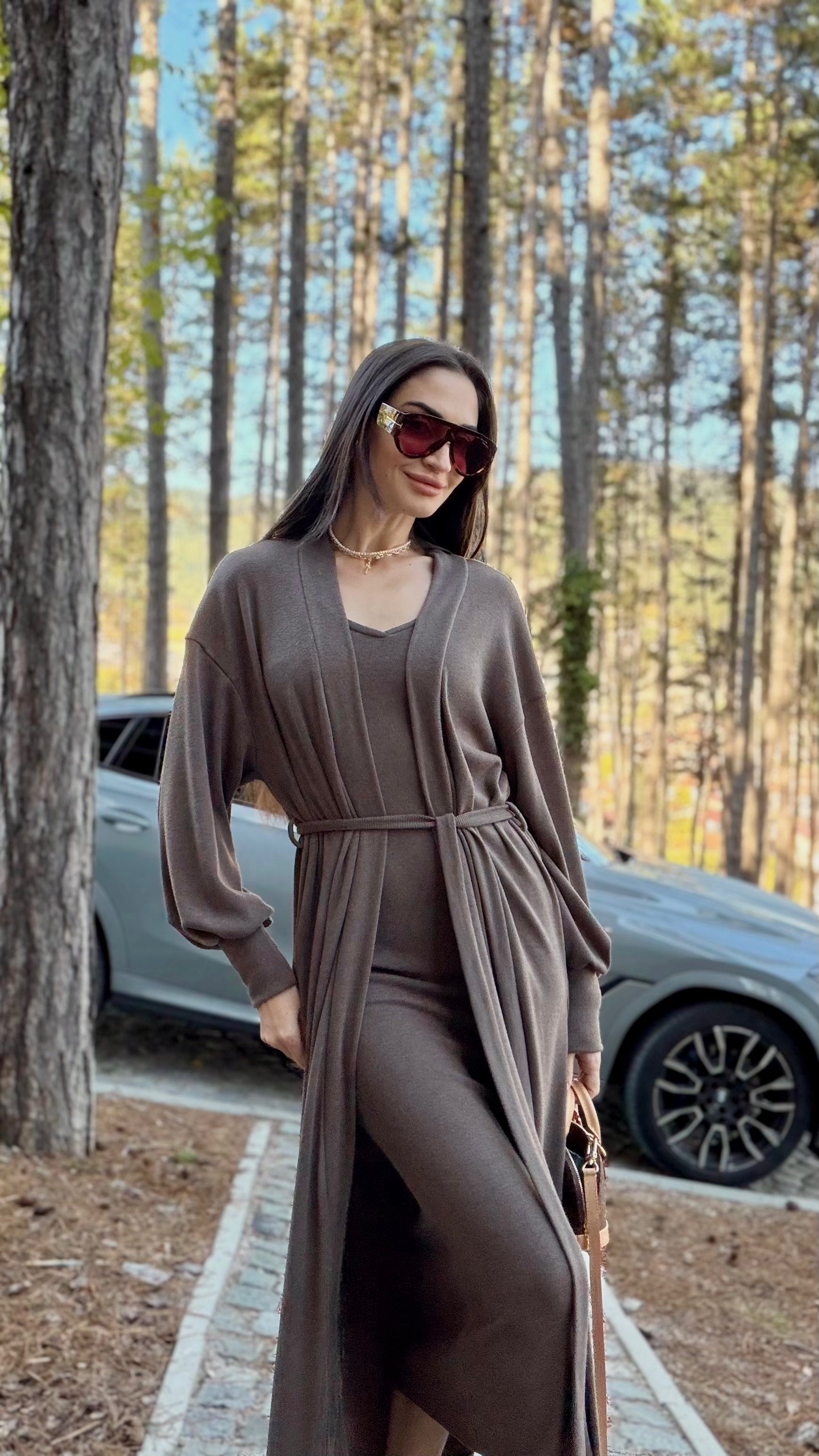 Рокля и жилетка в кафяво: Amoria Soft