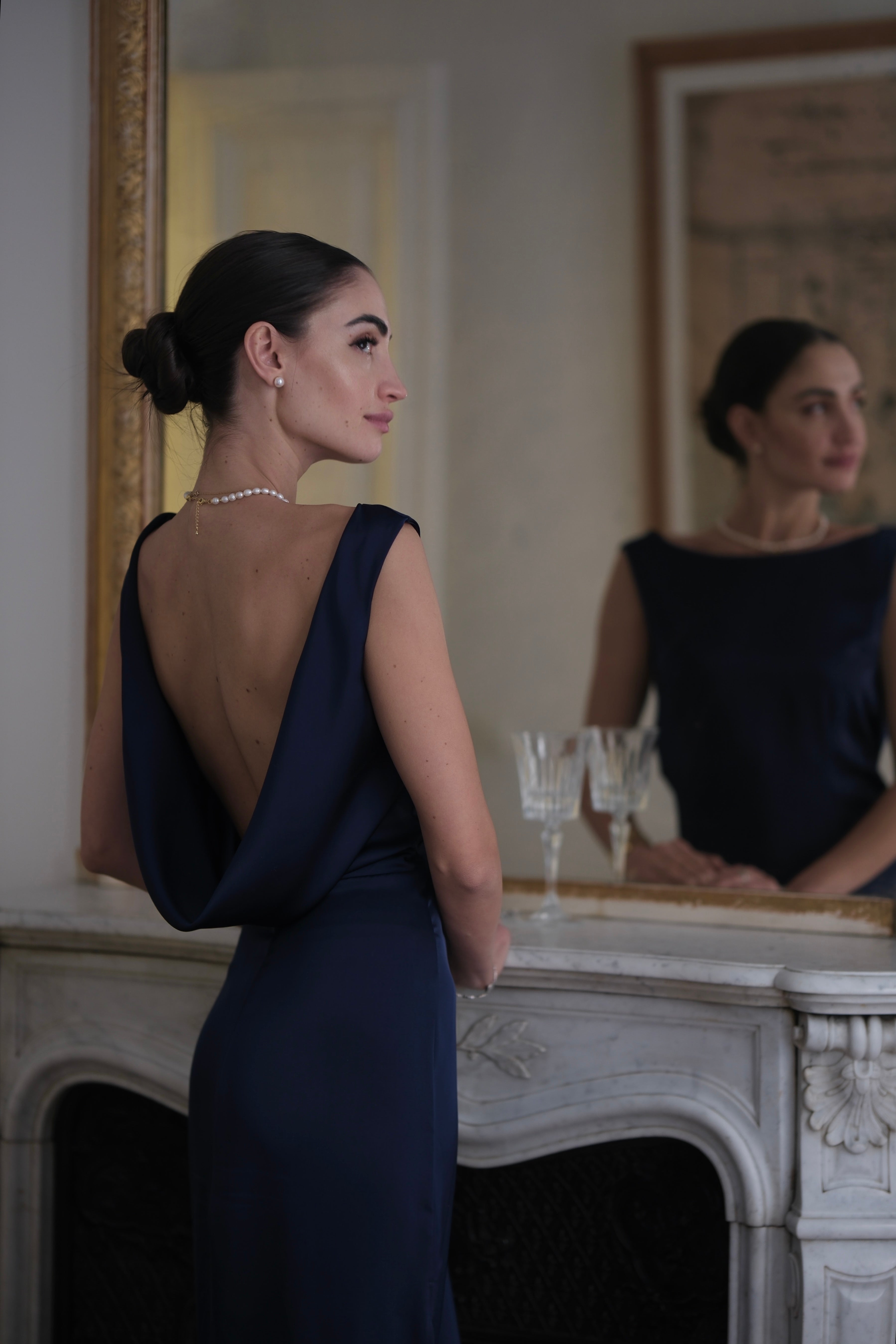 Дълга елегантна рокля в тъмносиньо: Sena