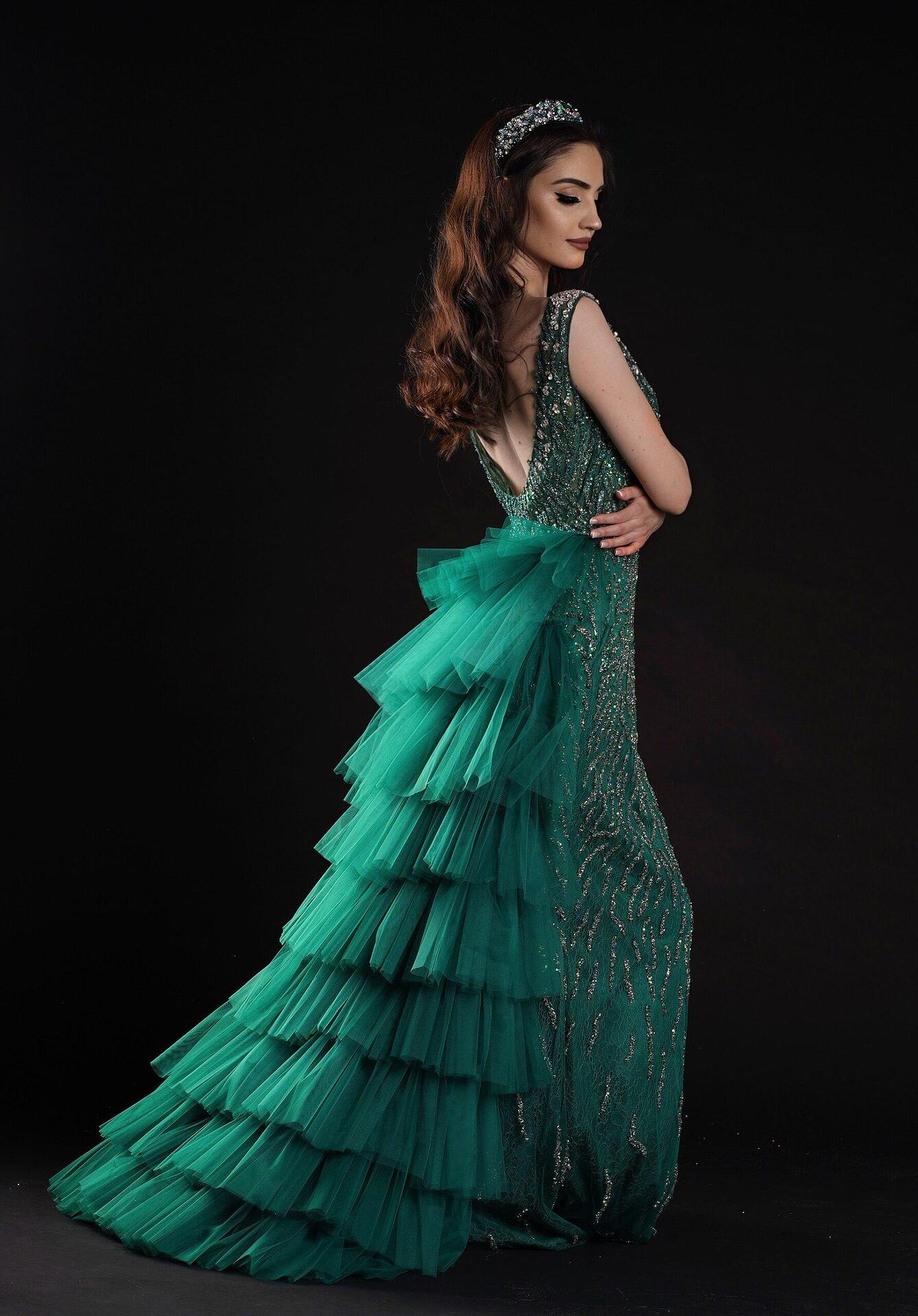Рокля: Dress Green Crystals